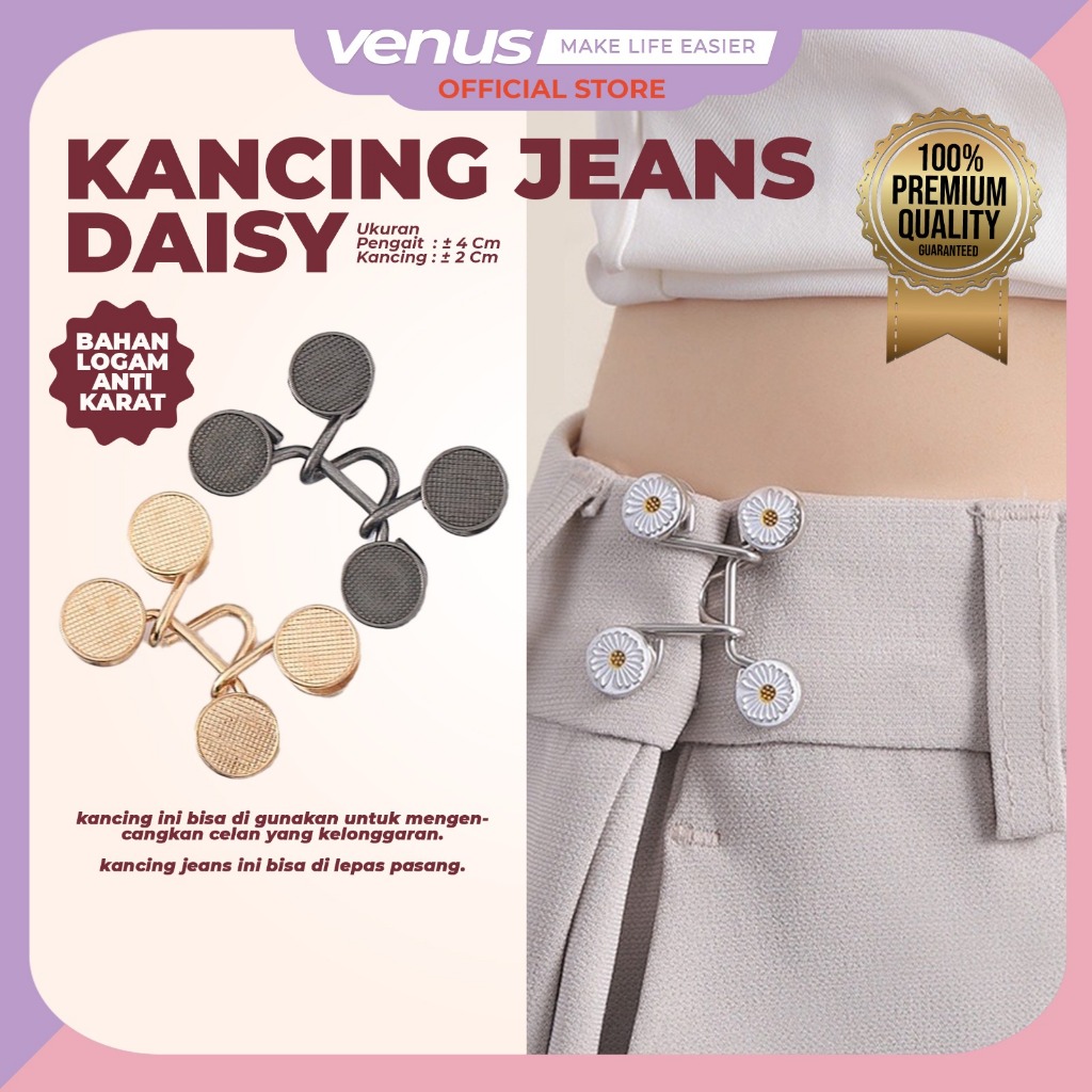 Jual Venusjkt Kancing Jeans Logam Simple Adjustable Motif Bunga Daisy