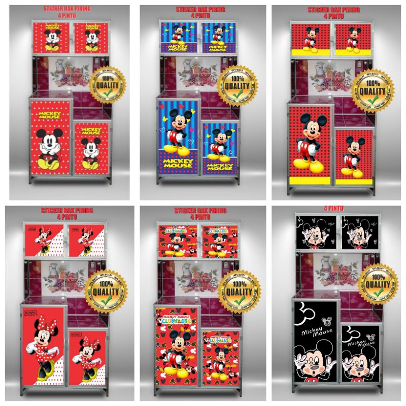Jual WALLPAPER STIKER RAK PIRING 4 PINTU MICKEY MOUSE | Shopee Indonesia
