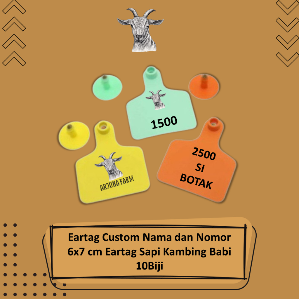 Jual Eartag Sapi Custom Nama dan Nomor 6x7 cm Ear Tag Sapi Kambing Babi ...