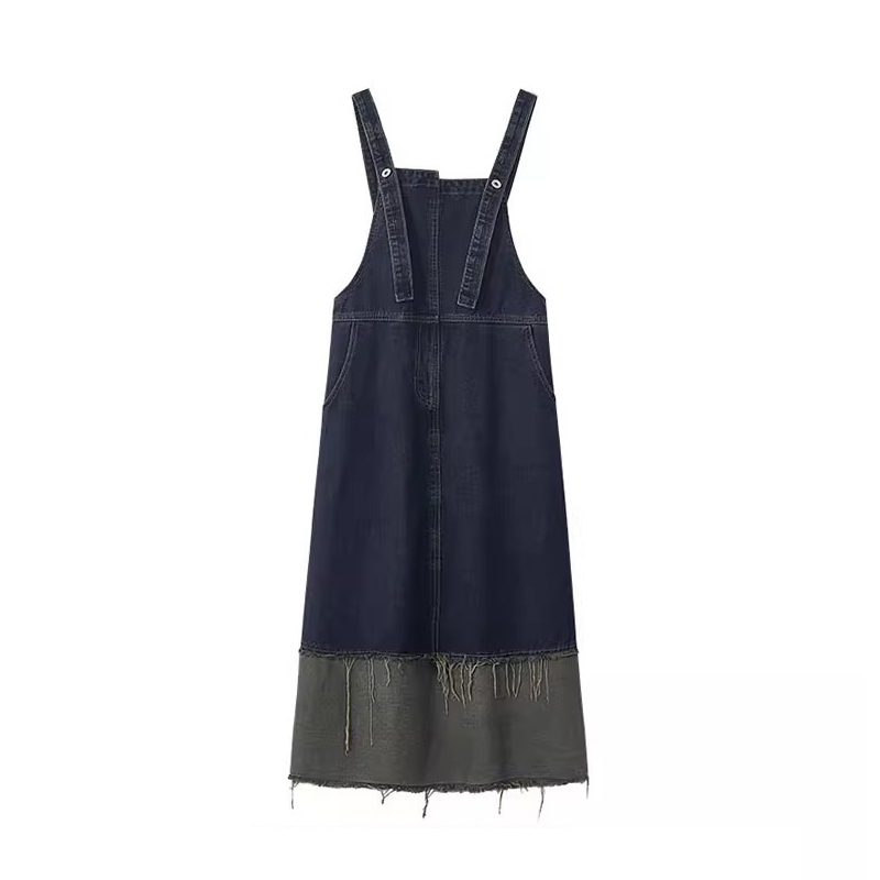 Jual Overall Denim Rokpanjang Wanita Splicing Contrasting Colors ...