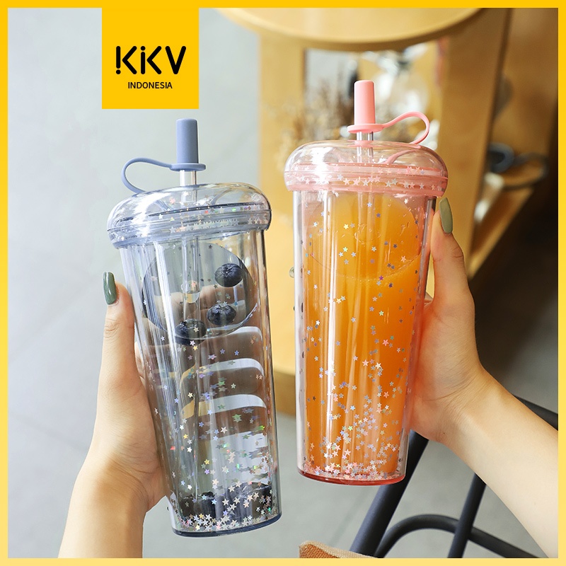 Jual Kkv Sladko Lettering Glass Gelas Tumbler Sedotan Dengan Tutup 520ml Shopee Indonesia 4830