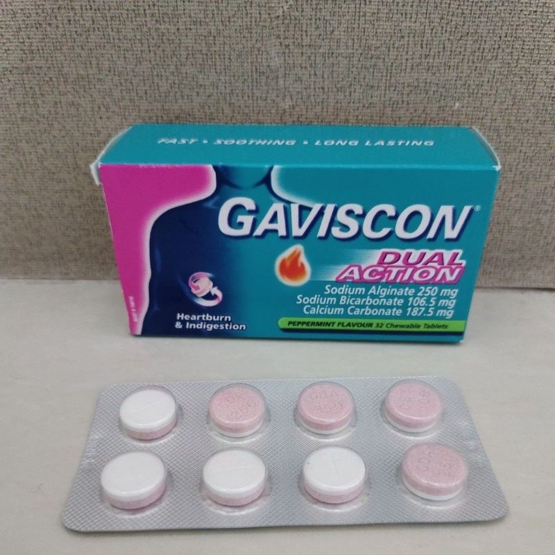Jual GAVISCON DUAL ACTION CHEWABLE TABLETS PER STRIP | Shopee Indonesia