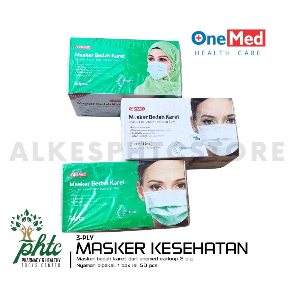 Jual ONEMED Masker 3 Ply Earloop Medis / Surgical Mask Onemed Isi 50 ...