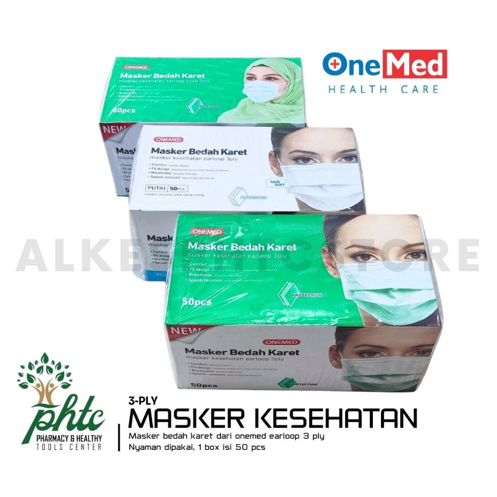 Jual ONEMED Masker 3 Ply Earloop Medis / Surgical Mask Onemed Isi 50 ...