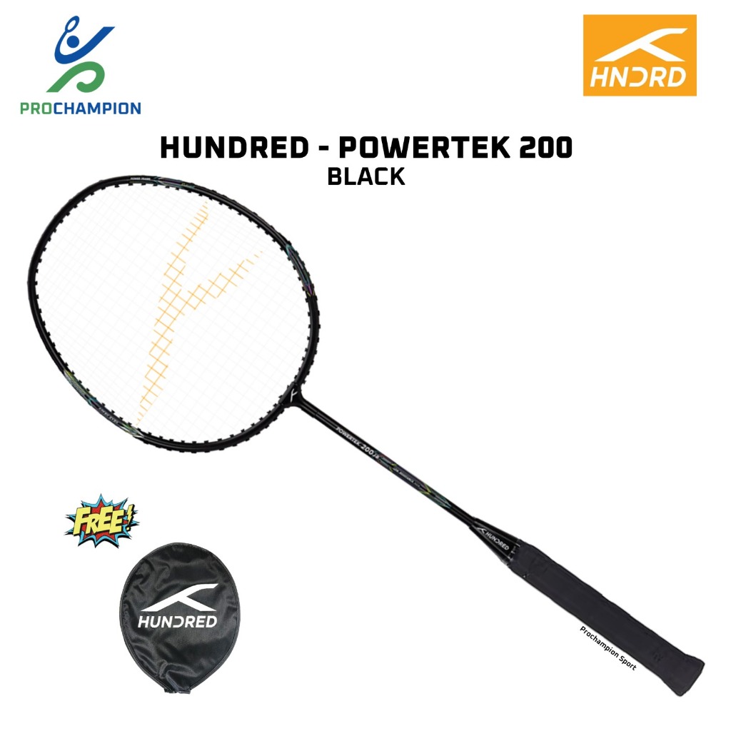 Promo New ! Raket Badminton Hundred Powertek 1000 Pro - BLK ORNGE RED