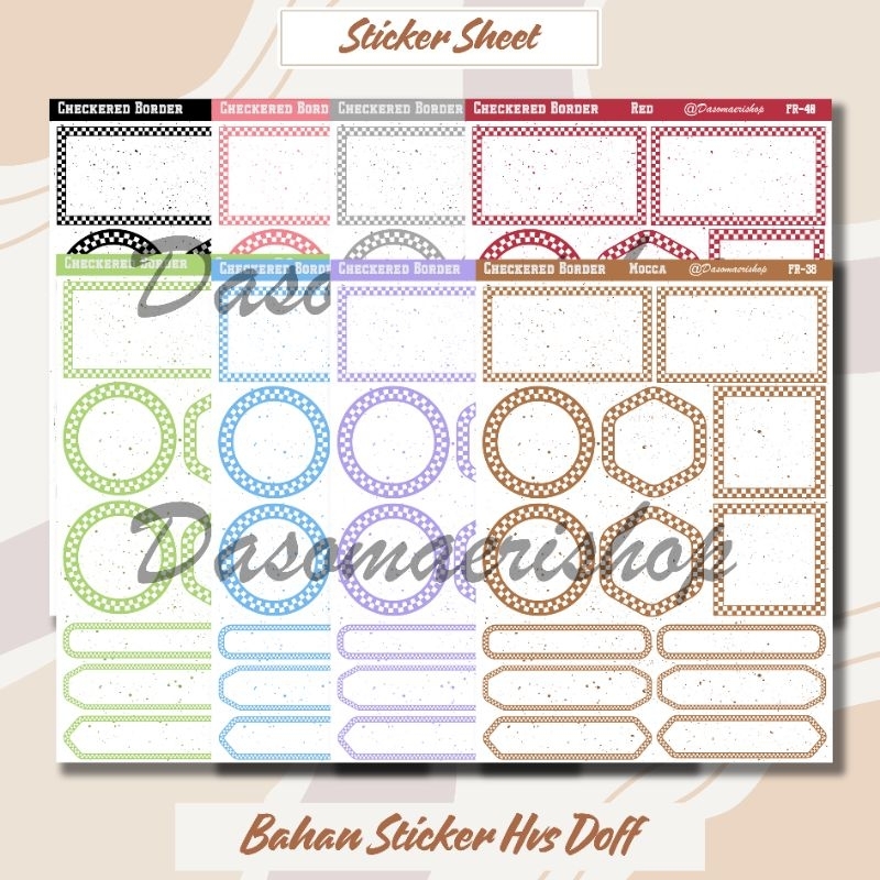 Jual Checkered Border Sticker Sheet For Journal / Scrapbook | Shopee ...