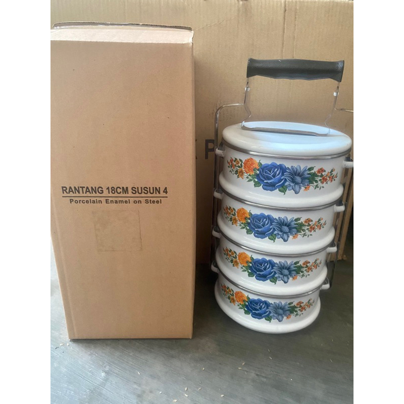 Jual Rantang uk 18 16 susun 4 enamel MASPION PANDA SWAN WARNA BIRU ...