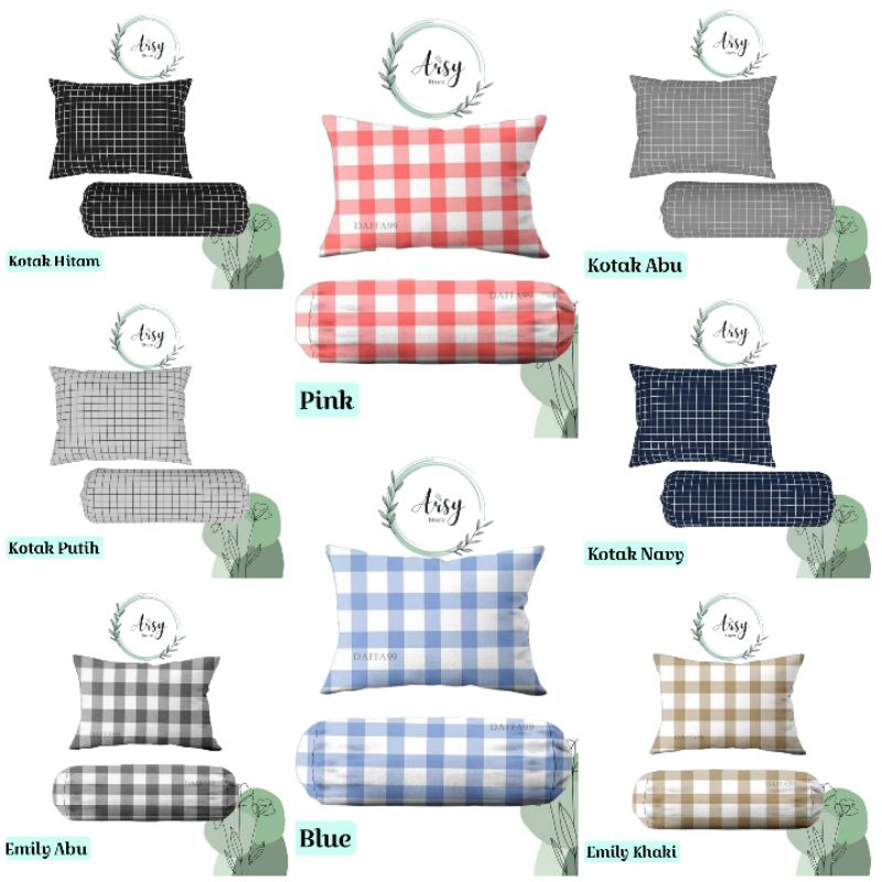 Jual Sarung Bantal Aesthetic Sarung Guling Aesthetic motif kotak/emily ...