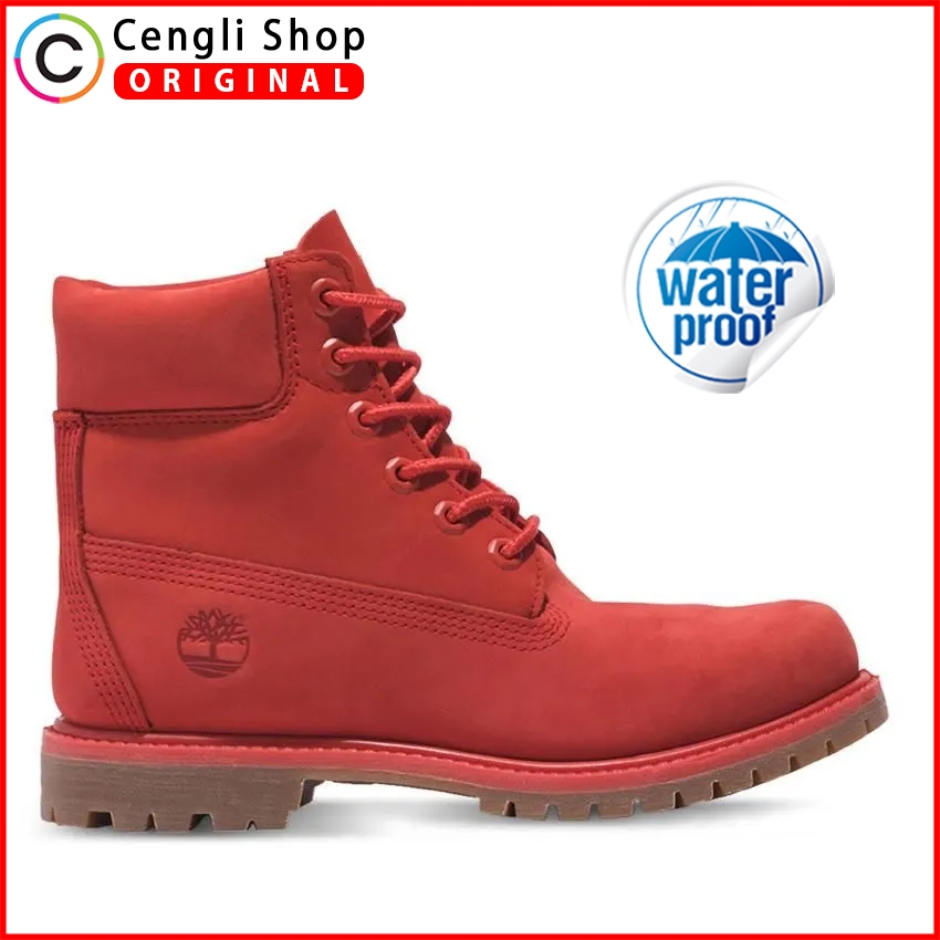 Jual TIMBERLAND SEPATU BOOT WANITA ORIGINAL BOOTS KULIT ASLI ORI WATERPROOF MERAH RED Shopee Indonesia