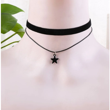 Jual Vintage Gothic Double Layer Velvet Choker Women's Neck Chain Punk ...