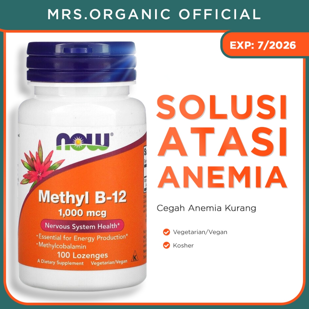 Jual NOW Foods Methyl B12 B-12 1000 Mcg 100 Lozenges - Anemia Zat Besi ...