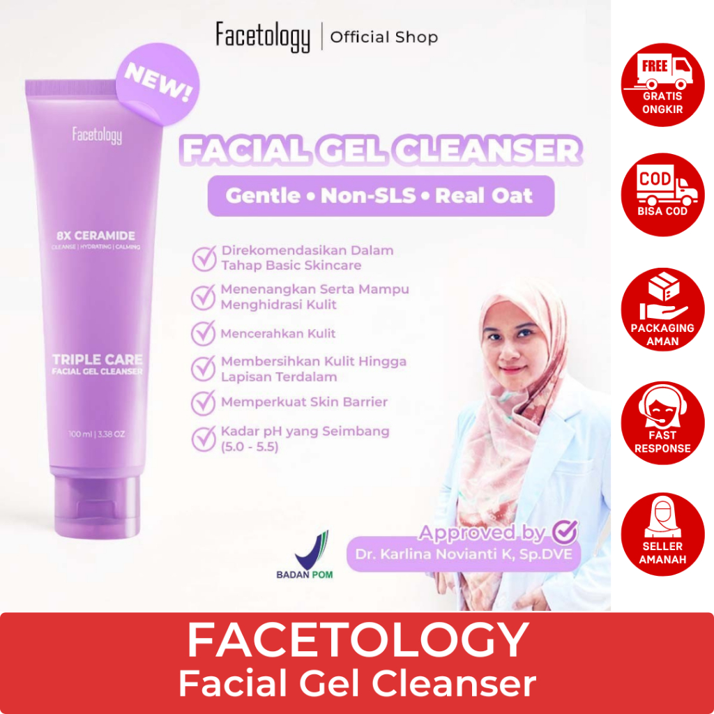 Jual Facetology Triple Care Facial Gel Cleanser Sabun Cuci Muka Gentle ...