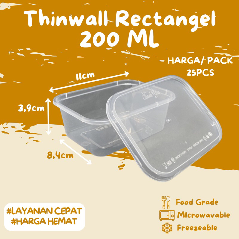 Jual Thinwall Rectangle 200ml 500ml 650ml 750ml 1000ml Per Pack Kotak ...