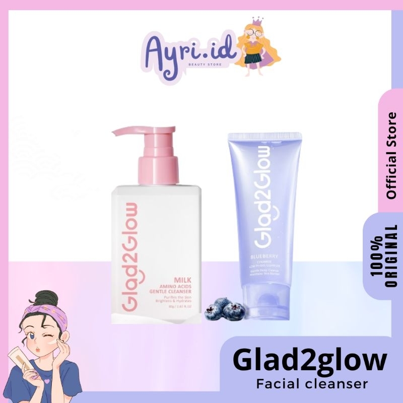 Jual 🩵AYRI.ID🩷 Glad2Glow Milk Amino Acids / Blueberry Ceramide Low PH