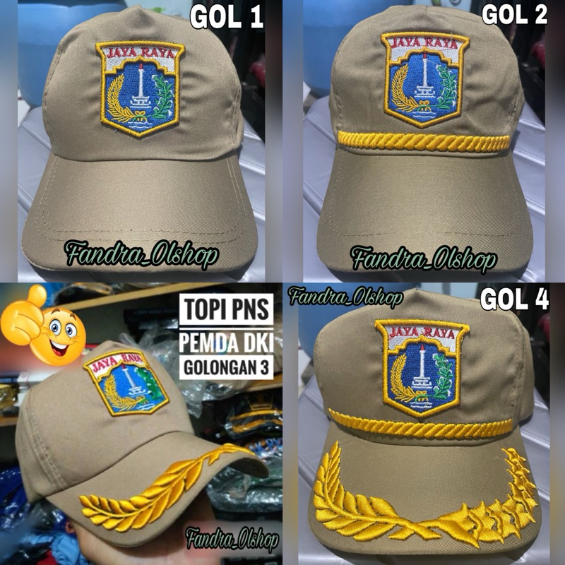 Jual Topi PNS Pemda DKI JAYARAYA Bordir Timbul 3D Warna Khaki Drill ...