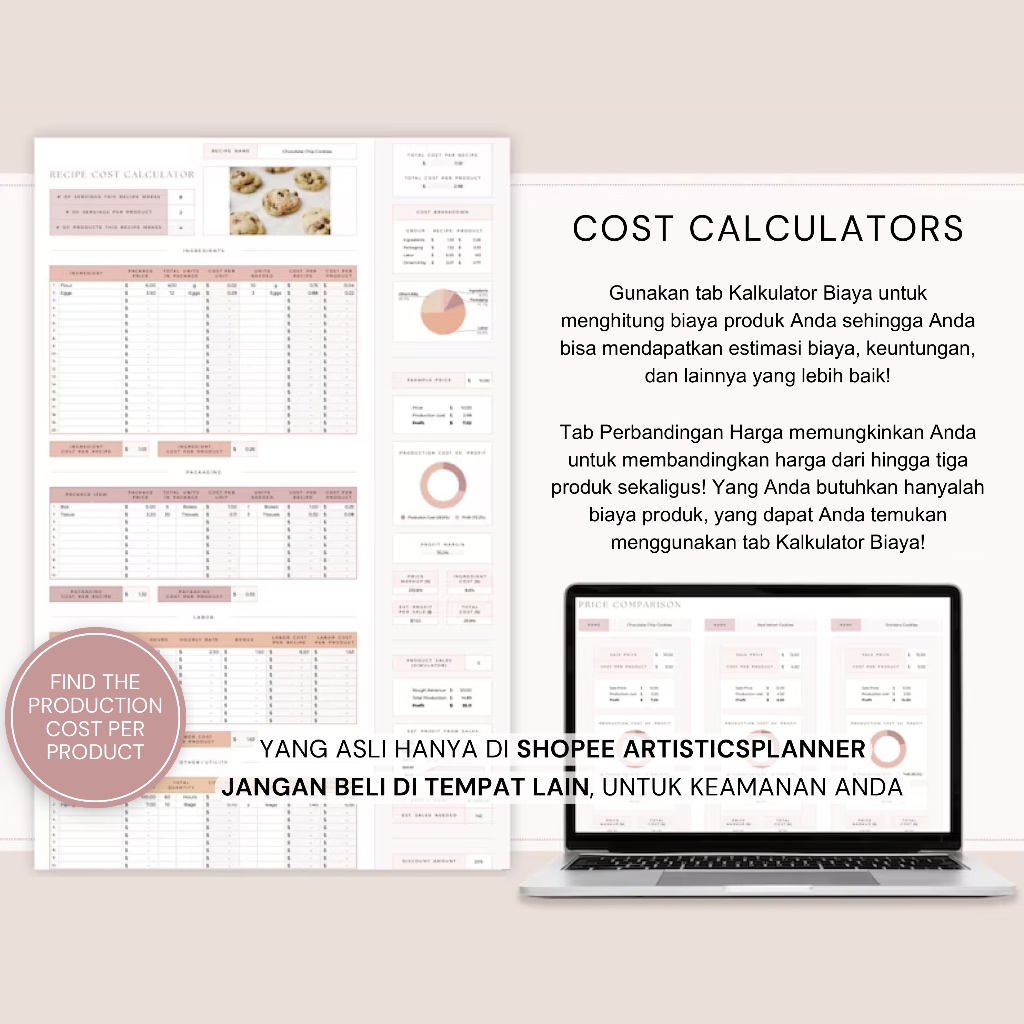 Jual Home Bakery Business Planner Spreadsheet | Recipe Cost Calculator ...