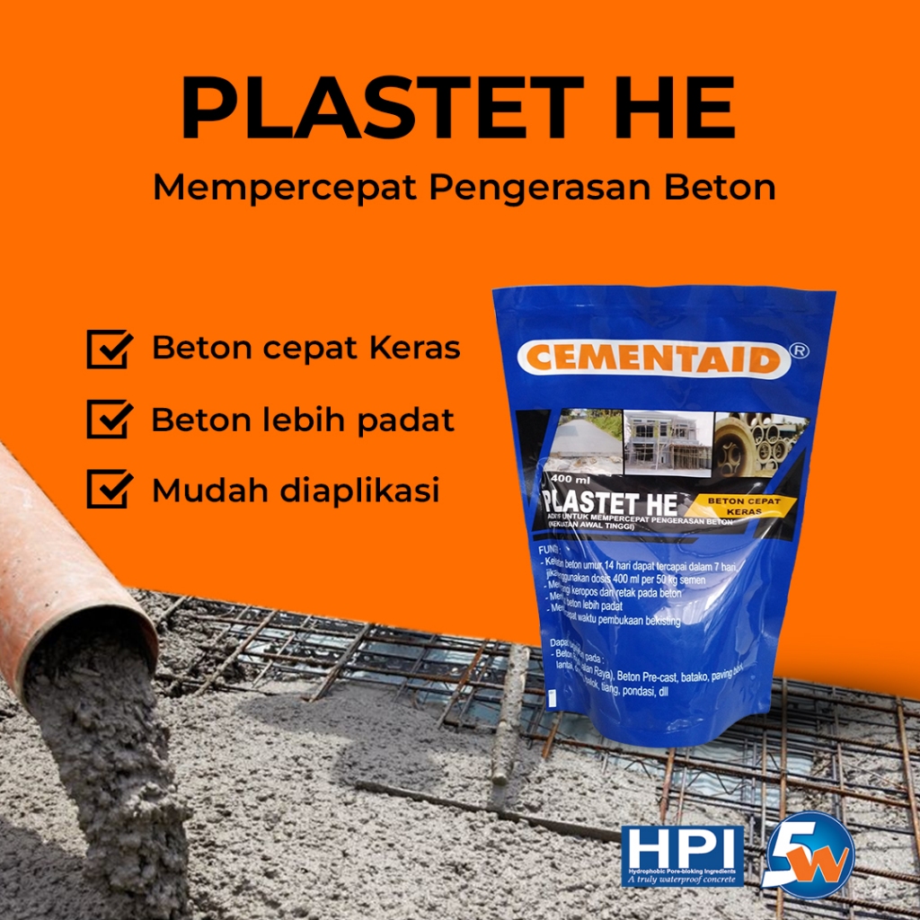 Jual CEMENTAID - PLASTET HE Penguat Beton, mengurangi keropos dan retak ...