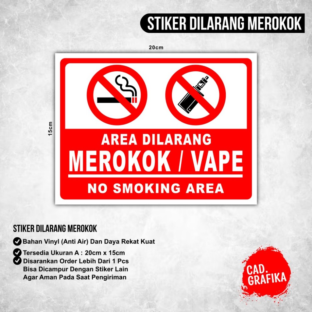Jual Sticker Dilarang Merokok / Stiker Dilarang Merokok / Sticker No ...