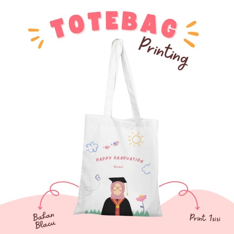 Jual SOUVENIR TOTEBAG GRADUATION / TOTE BAG BLACU 30x35 / TAS ...