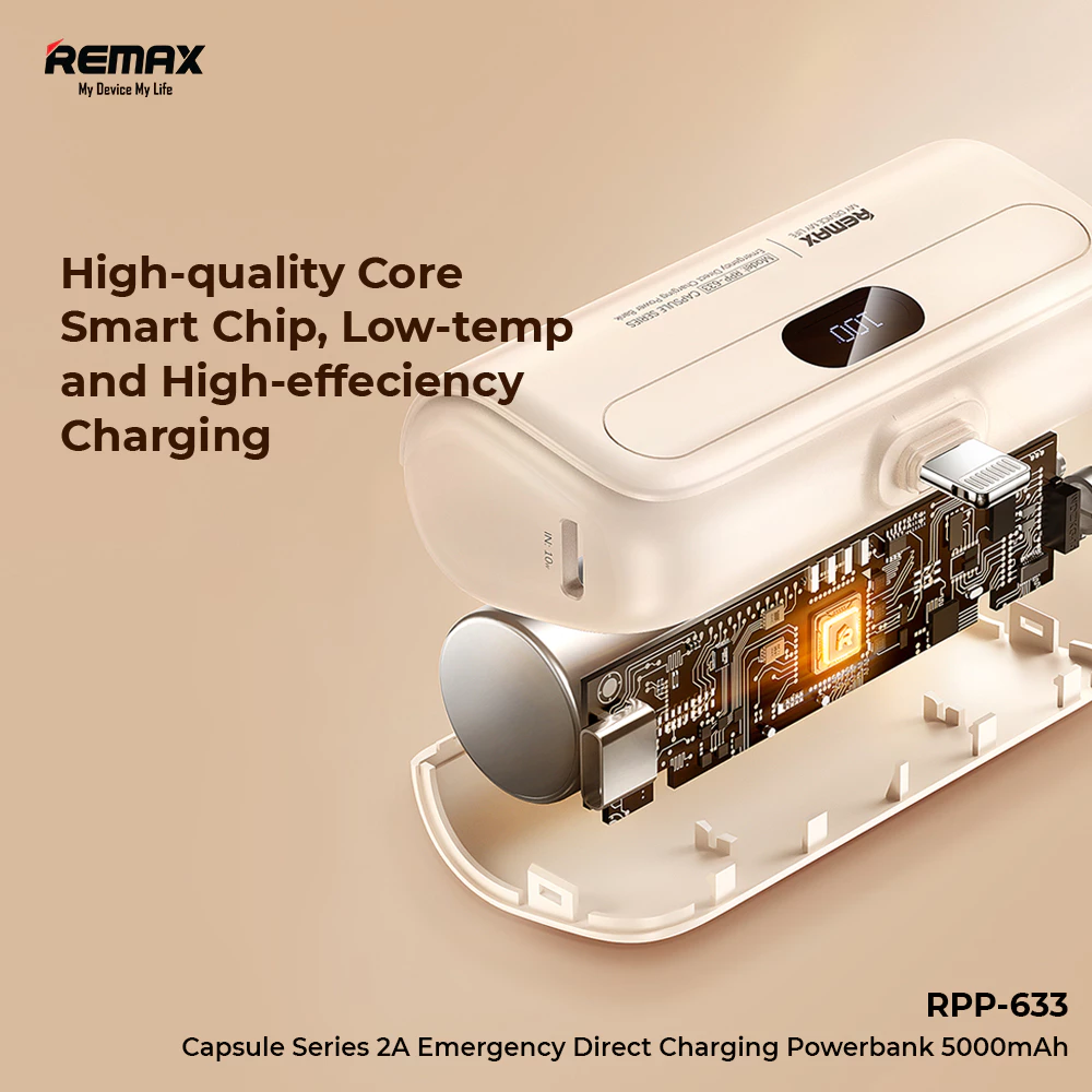 Remax Powerbank 5000mAh Flight Friendly 2A iPh Connector Direct Charging RPP-633