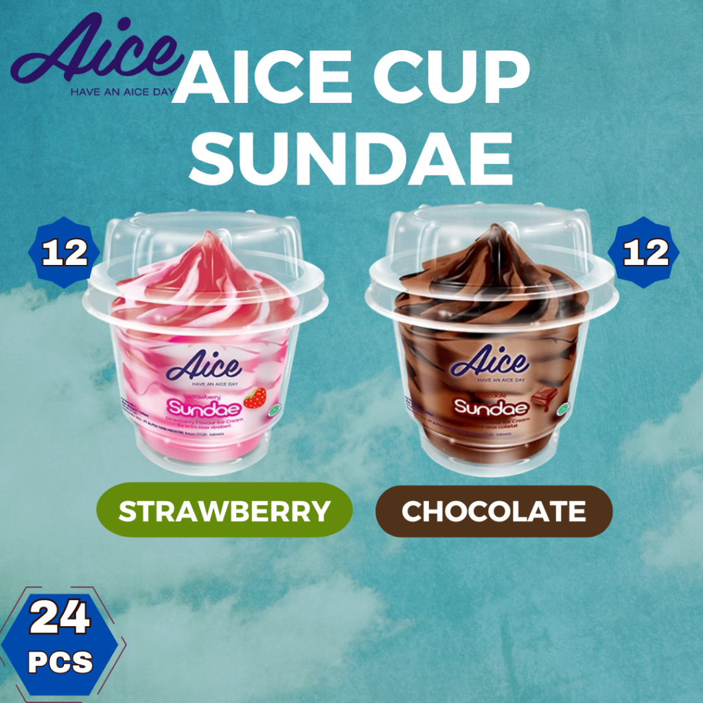 Jual Aice Es Krim Cup Sundae Chocolate dan Strawberry 1karton 24pcs ...