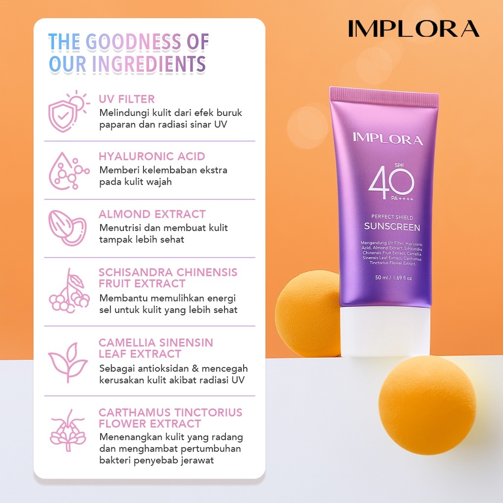 Jual Implora Perfect Shield Sunscreen SPF 40 Pa++++ 25 Ml | 50 Ml ...