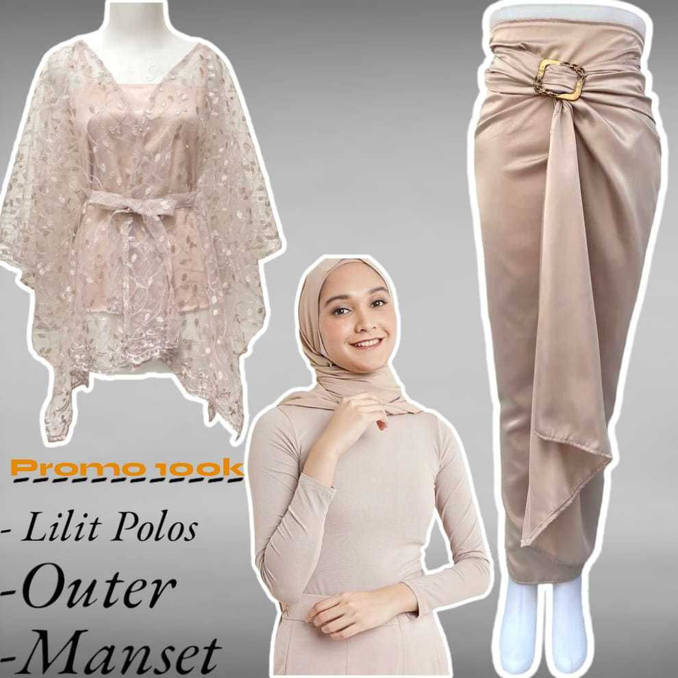 Jual Set Rok Lilit polos+outer Kekinian 2026 bahan berqualitas cocok ...