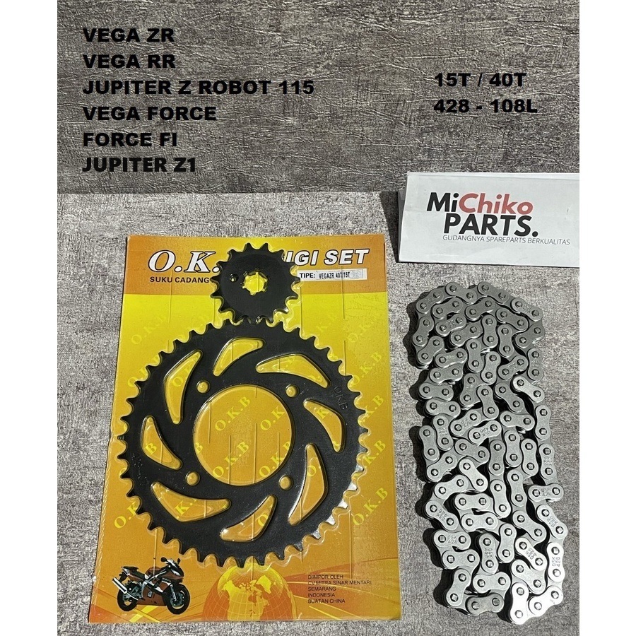 Jual PROMO Gear Gir Set Rantai Vega ZR RR Jupiter Z New Robot 2010 Vega