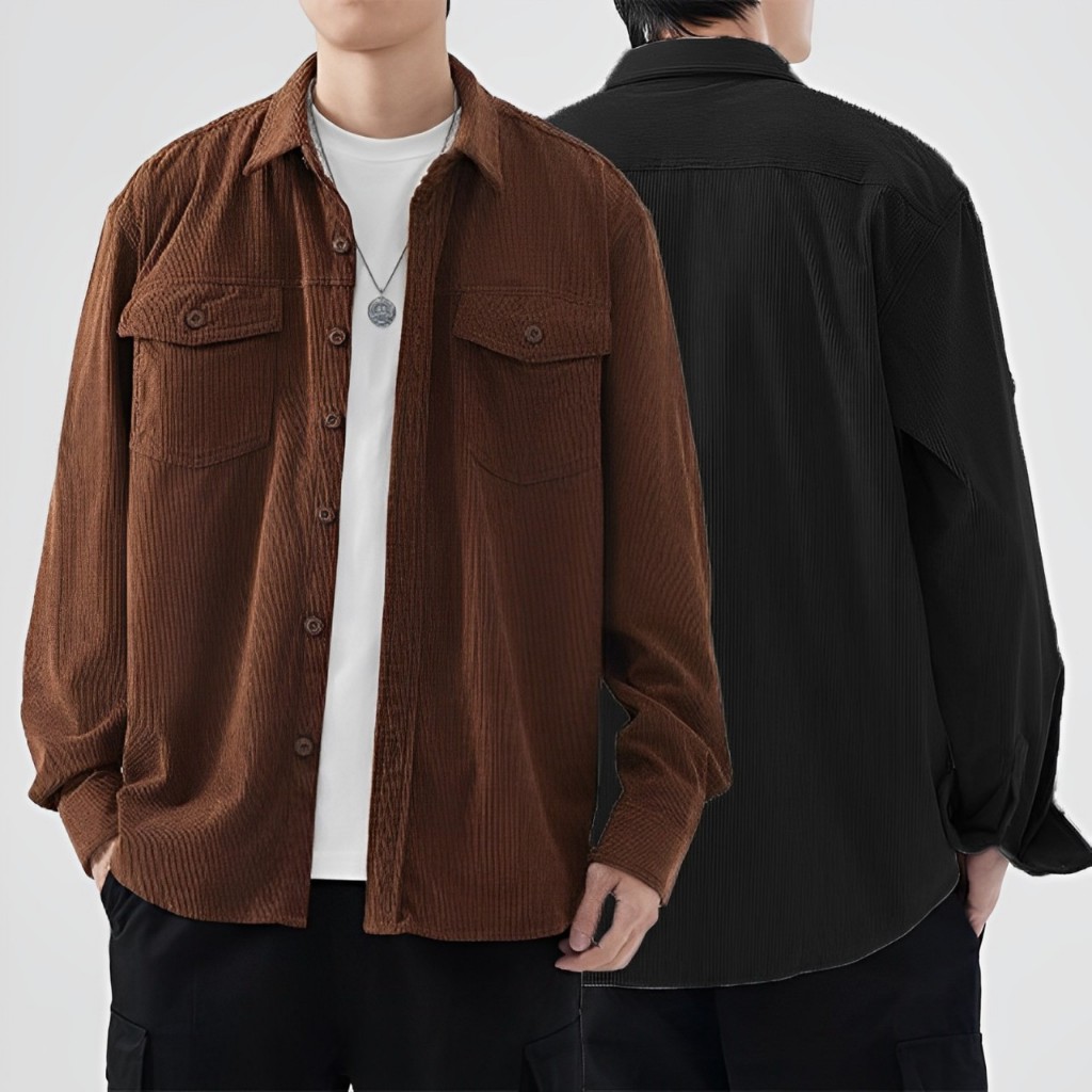Jual GXM Jacket Corduroy Outer Pria Kemeja Corduroy Polos vintage ...
