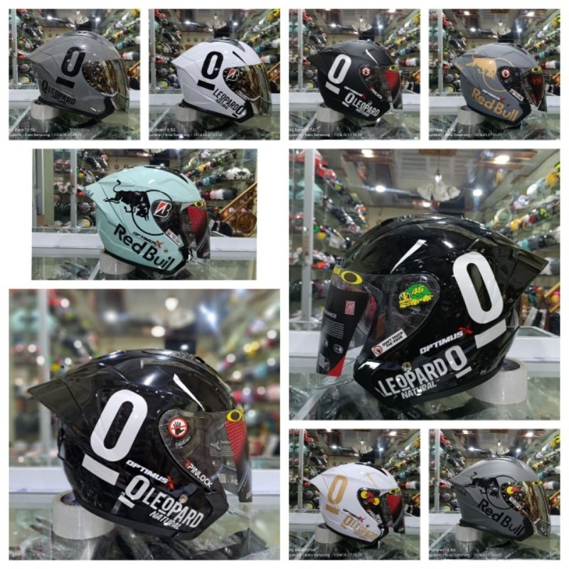 Jual HELM R-SIX OPTIMUS CUSTOM LEOPARD/REDBULL SNI | Shopee Indonesia