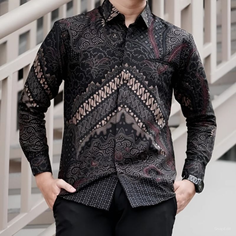 Kemeja Batik Pria Modern Lengan Panjang Casual Modis Trendy Masa Kini OL 126 Seragam Batik Katun Size M L XL XXL