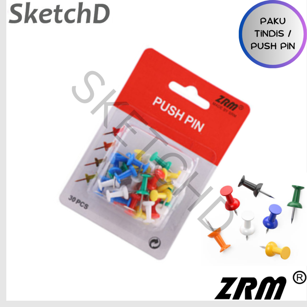 Jual Paku Tindis - Push Pin warna warni ZRM P30C | Shopee Indonesia