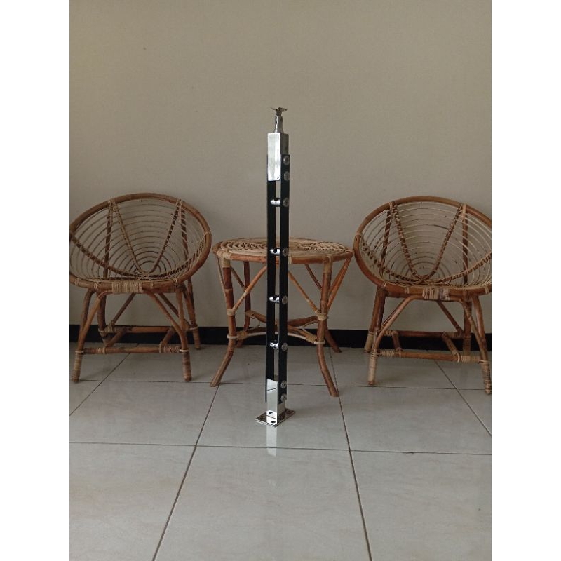 Jual Tiang railing tangga stainless plat coating hitam Ss304 | Shopee ...