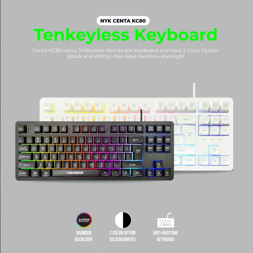 Jual NYK Nemesis Centa KC80 / KC-80 Keyboard Combo 3in1 TKL Gaming Set ...
