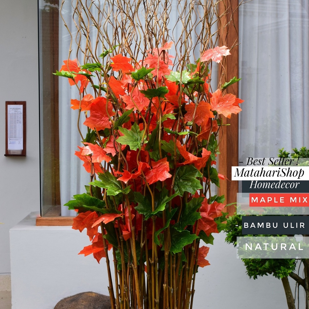 Jual Perlengkapan Rumah Bunga Dekorasi 10 Btg Bambu Ulir Natural Maple ...