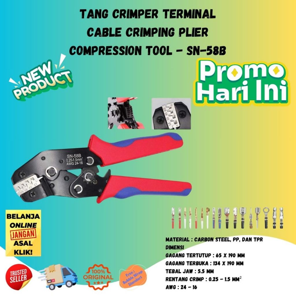 Jual Tang Crimper Terminal Cable Crimping Plier Compression Tool SN 58B ...