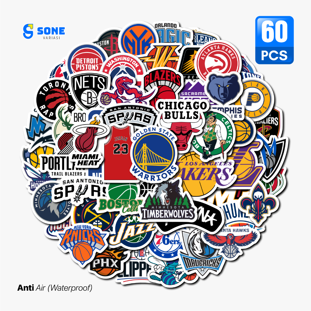 Jual Stiker Pack Club Basket NBA Paper Vinyl Waterproof untuk Sticker ...
