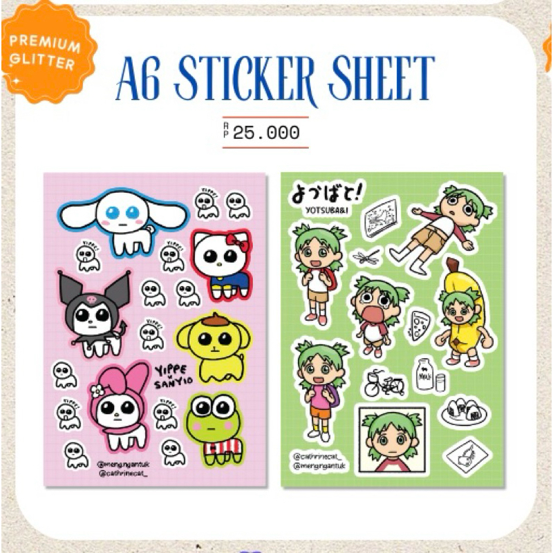 Jual Sticker Sheet Sanyio Yippee Yotsuba A6 Meme Glitter | Shopee Indonesia