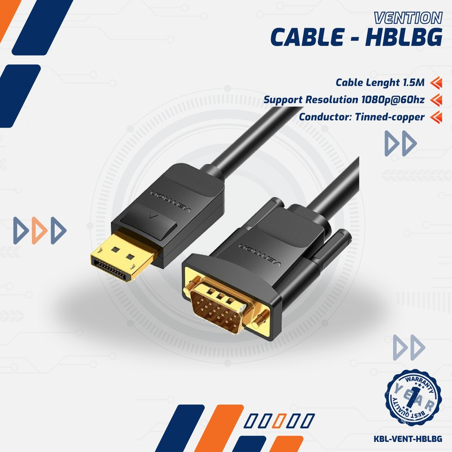 Jual Vention HBL Kabel Display Port Thunderbolt DP To VGA Male ...