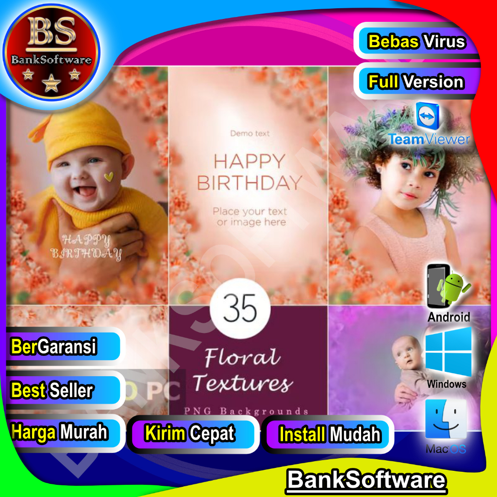 Jual Envato Elements 35 Floral Texture Background Overlays [PNG