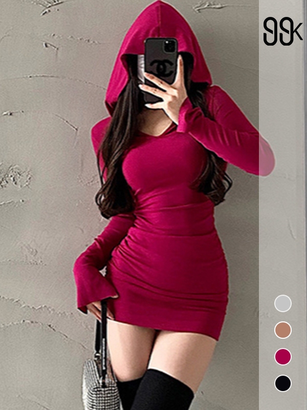 Jual Long Sleeve Bodycon Hoodie Mini Dress 1727 (S/M/L/XL) | Shopee ...