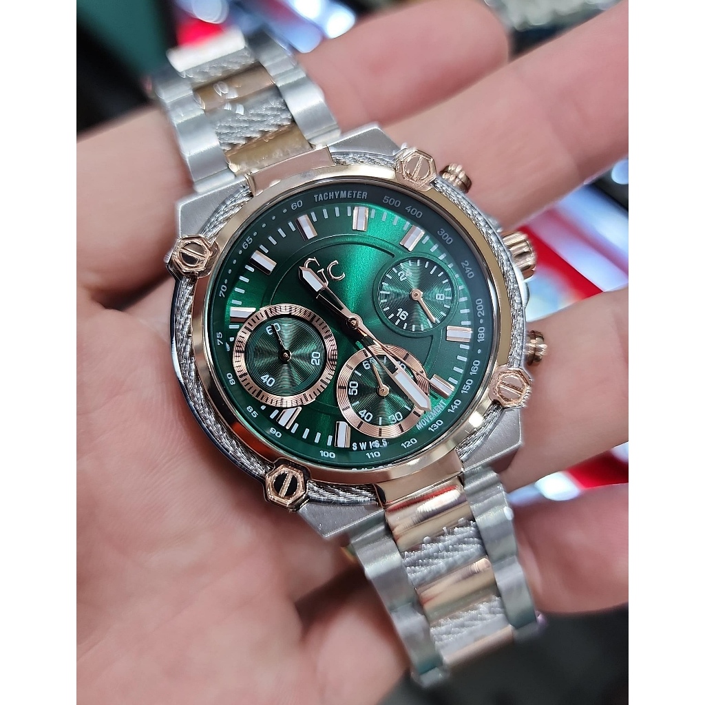 Jual Jam Tangan Wanita Gc CableForce Chronograph Green Dial Rosegold ...