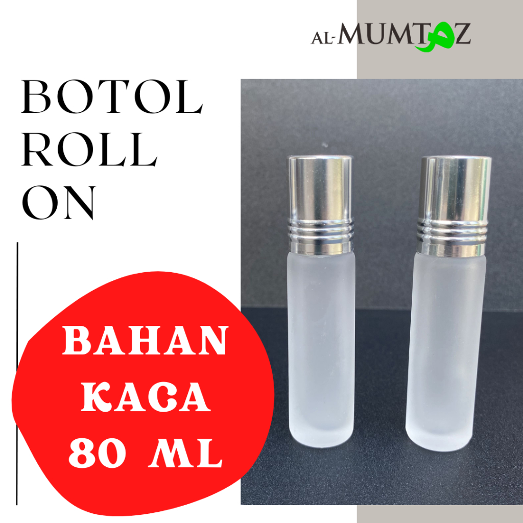 Jual BOTOL ROLL ON KACA BENING 80ml kaca bening frosted doff tutup ...