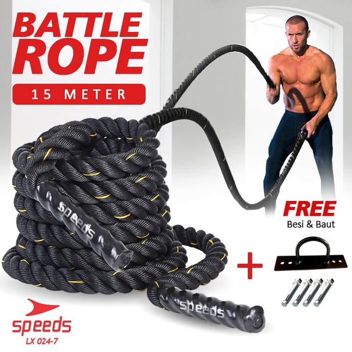 Jual SPEEDS Battle Rope 15 Meter Tali Fitness Battling Ropes Gym Free ...
