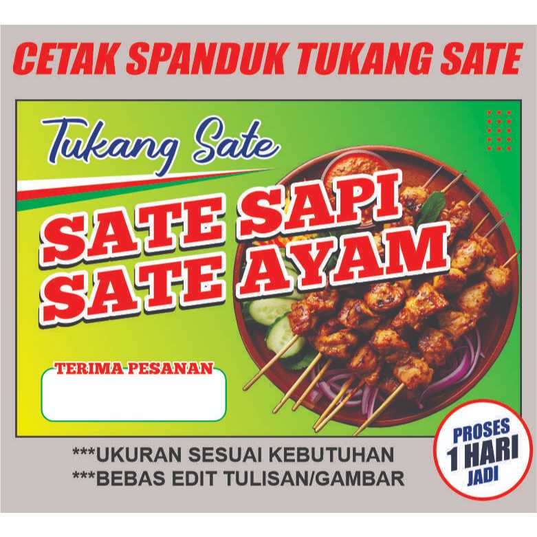 Jual CETAK SPANDUK TUKANG SATE BANNER SATE AYAM SAPI CUSTOM | Shopee ...