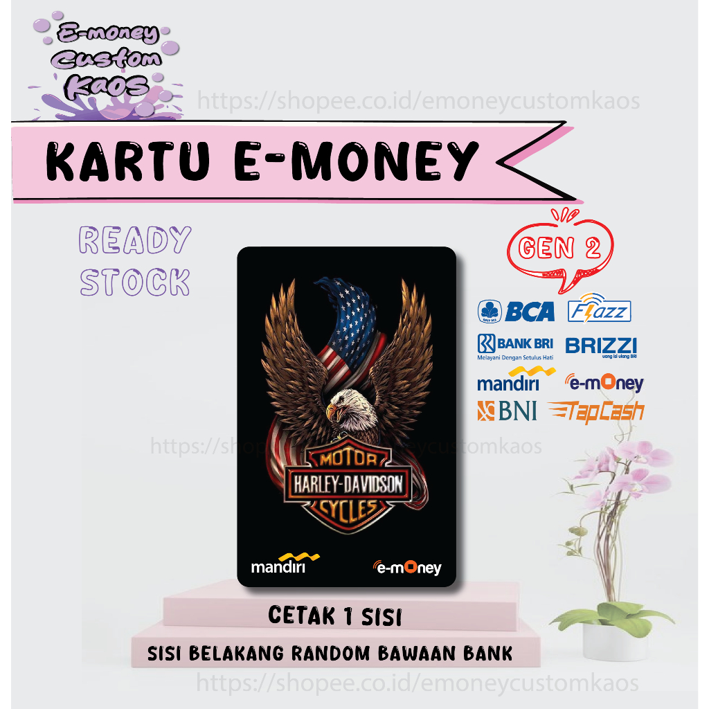 Jual KARTU EMONEY LOGO HARLEY DAVIDSON MOTOR USA MANDIRI FLAZZ BCA BNI ...