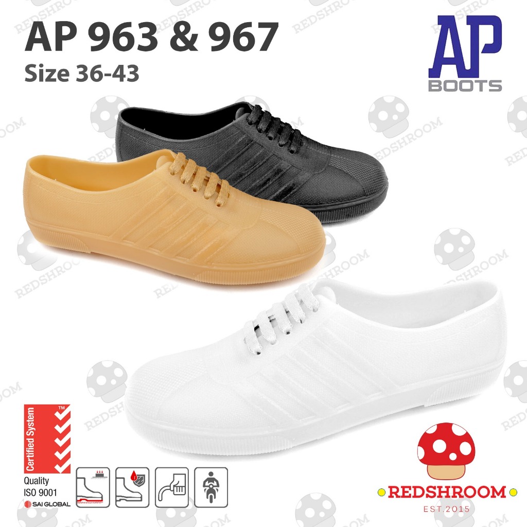 Sepatu Bola AP 963 Putih Cream & AP 967 Hitam Karet Sepak Bola Pul Multi Fungsi Petani Berkebun Lokal Lentur Ringan Anti Air & Slip