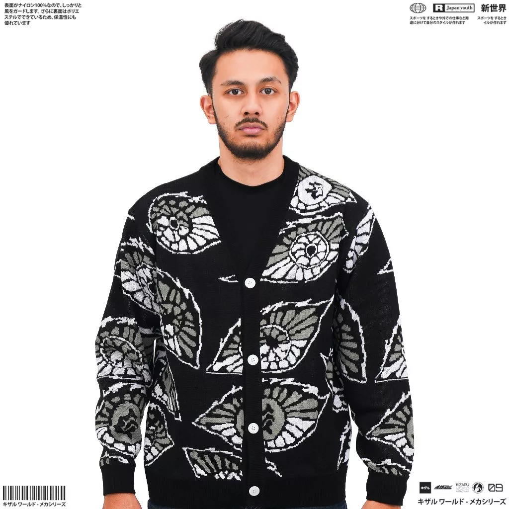 Knitwear Cardigan Anime Demon Slayer KOKUSHIBO yang Stylish dan Nyaman