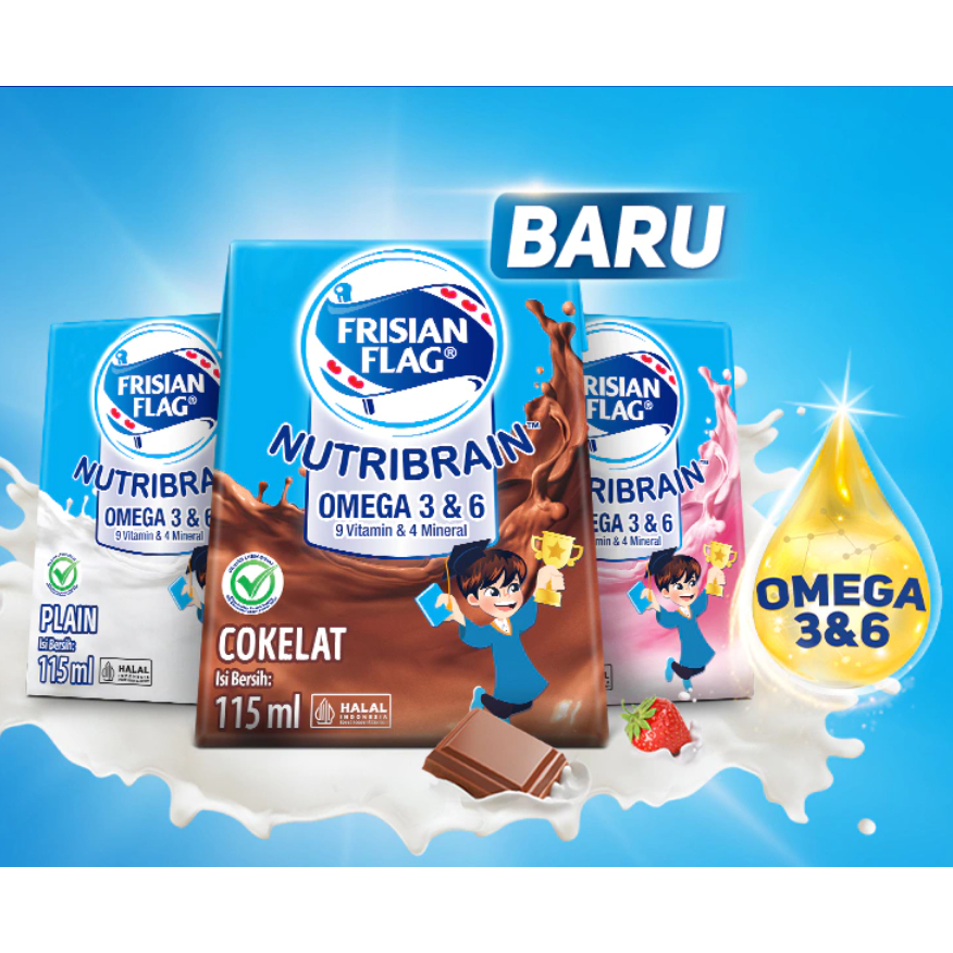 Jual FRISIAN FLAG Nutribrain Omega Susu UHT Cokelat/Plain/Stroberi ...