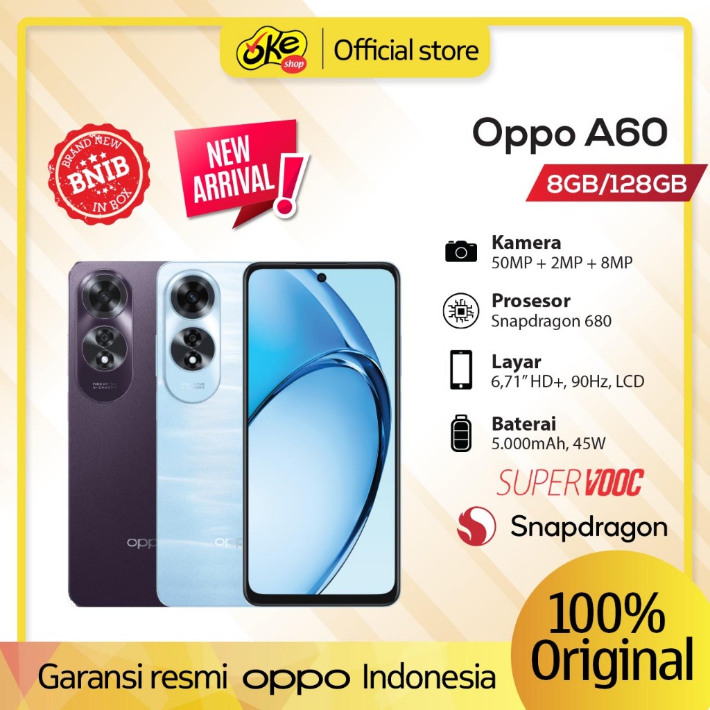 Jual Oppo A60 NFC 8/128GB | 8/256GB Garansi Resmi | Shopee Indonesia